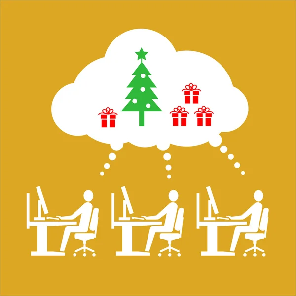 Vector icon of employees working thinking — Stockový vektor