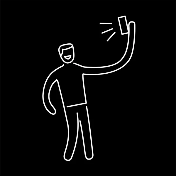 Man making selfie with one hand — Stock Vector