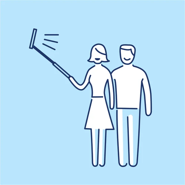 Pareja haciendo selfie juntos — Vector de stock