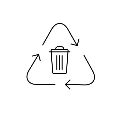 Recycling symbol with trash bin