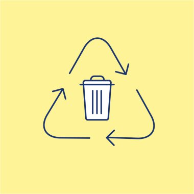 Recycling symbol with trash