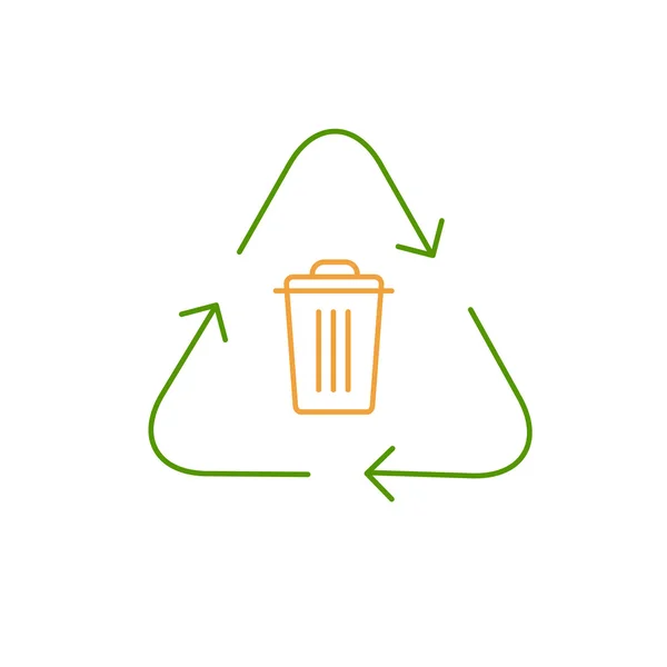 Recycling symbol with trash bin — Stock Vector