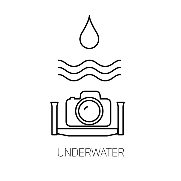 Fotografia subaquática e ícone da câmera — Vetor de Stock