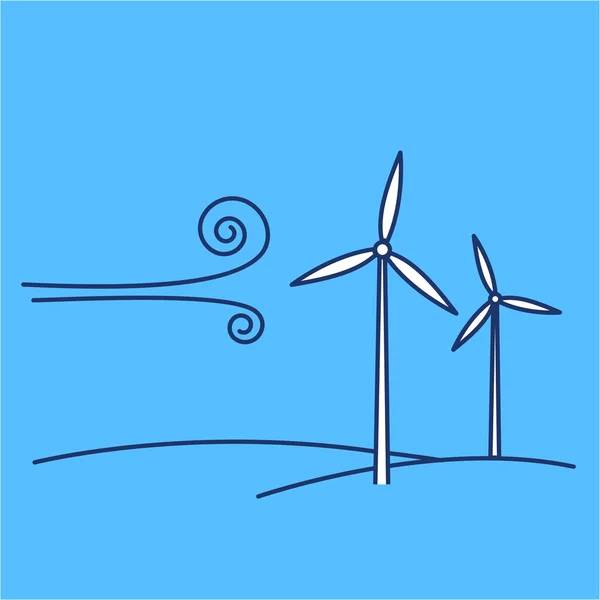 Ecologia e ambiente das turbinas eólicas — Vetor de Stock