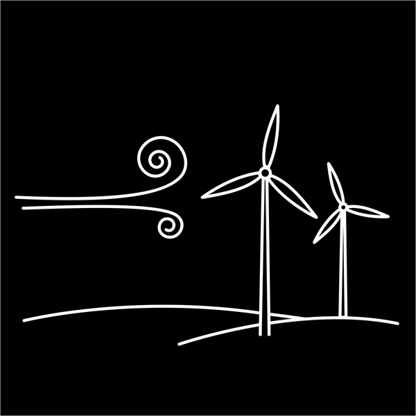 Wind turbine ecology and environment — Stock Vector