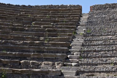 Pompei'nin amfitiyatro taş koltuk yakın çekim