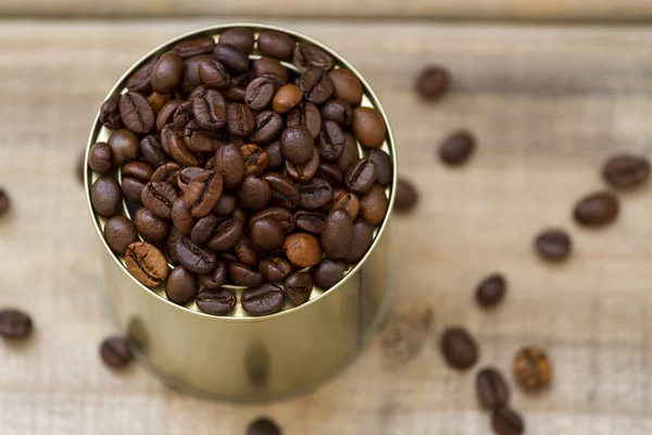 Coffee beans in a tin can — Stock Photo, Image