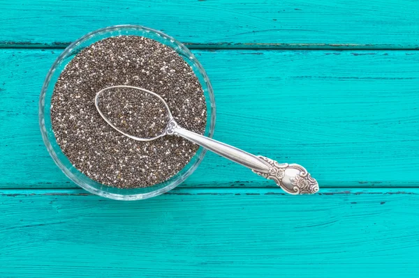 Chia seeds on a vintage backgrouns — Stock Photo, Image