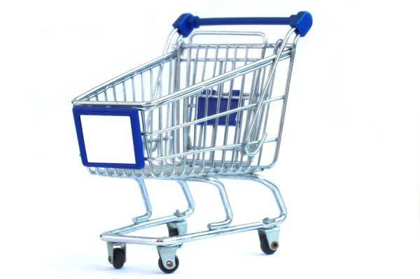 Empty grocery cart isolated on white — Stock Photo, Image