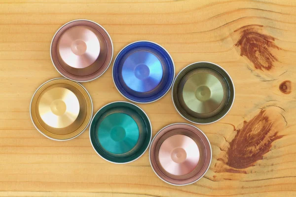 Overhead view of coffee capsules — Stock Photo, Image