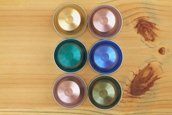 Overhead view of coffee capsules — Stock Photo, Image