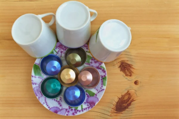 Overhead view of coffee capsules — Stock Photo, Image