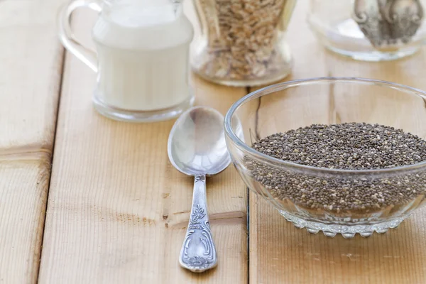 Chia seeds on a wood background — Stock Photo, Image