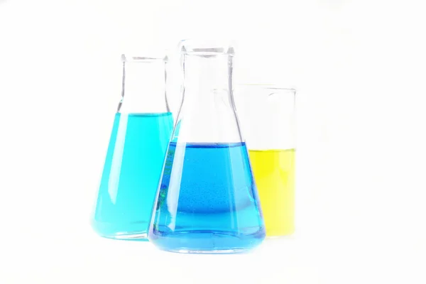 ?????????，药物与化学彩色玻璃容器里的液体 免版税图库照片