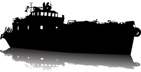 Vector illustratie van het silhouet van de zee vrachtschip — Stockvector