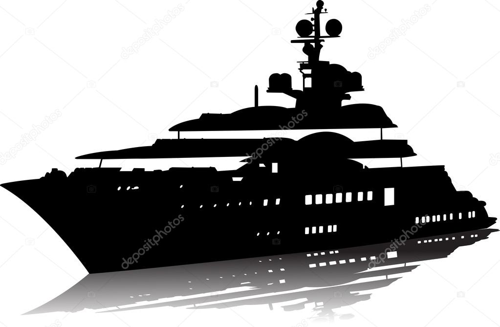 Vector illustration of silhouette of the sea yacht Stock Vector Image