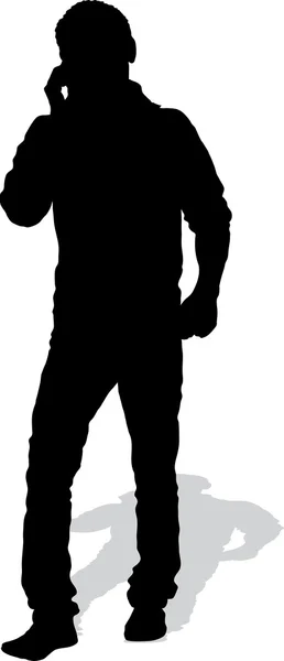 Vektorsilhouette des Mannes mit dem Handy — Stockvektor