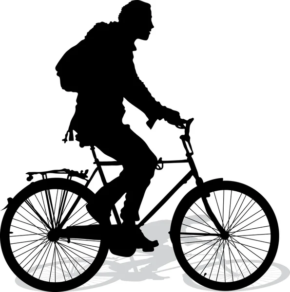 Vector silhouette of the cyclist — Stock Vector