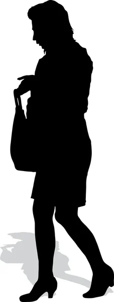 Silhouette vectorielle de la fille avec un sac à main — Image vectorielle