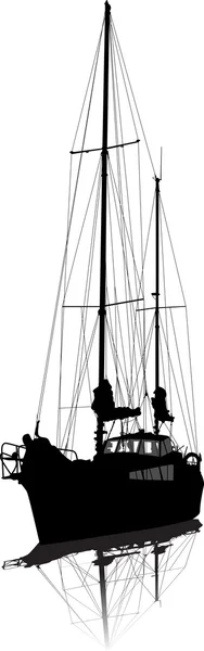 Segelschiff auf Pier. Vektorsilhouette. — Stockvektor