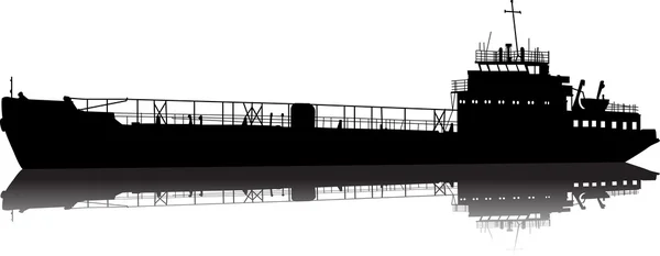 Ilustração vetorial da silhueta do navio de carga do mar —  Vetores de Stock