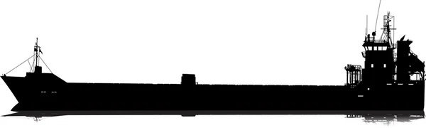 Vector illustratie van het silhouet van de zee vrachtschip — Stockvector