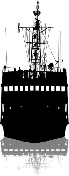 Ilustração vetorial da silhueta do navio de carga do mar — Vetor de Stock