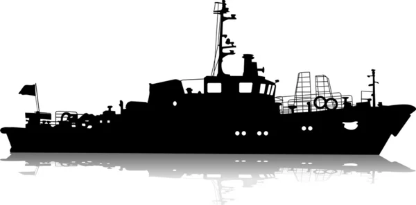 Vektorillustration der Silhouette des Seefrachtschiffes — Stockvektor