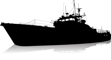 Vector silhouette of the military ship clipart