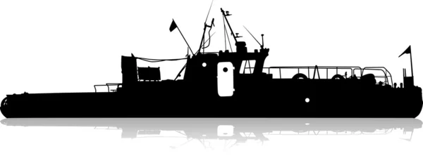 Vector illustratie van het silhouet van de zee vrachtschip — Stockvector