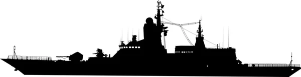 Vector silhouette of the military ship — Stock Vector