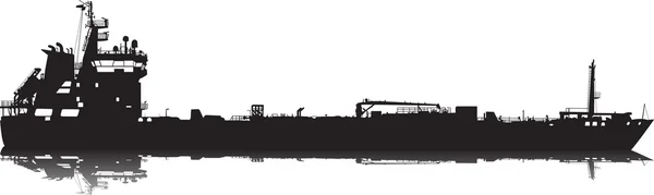 Vector illustratie van het silhouet van de zee vrachtschip — Stockvector