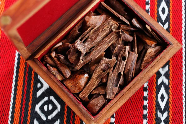 In most Arab countries bukhoor is the name given to scented bricks or wood chips — Stock Photo, Image