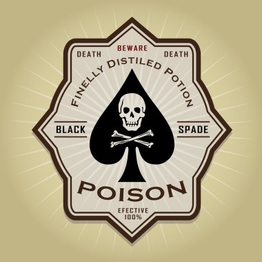 Vintage Retro Black Spade Poison Label