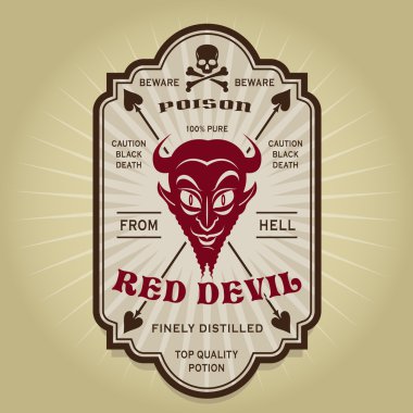 Vintage Retro Red Devil Label