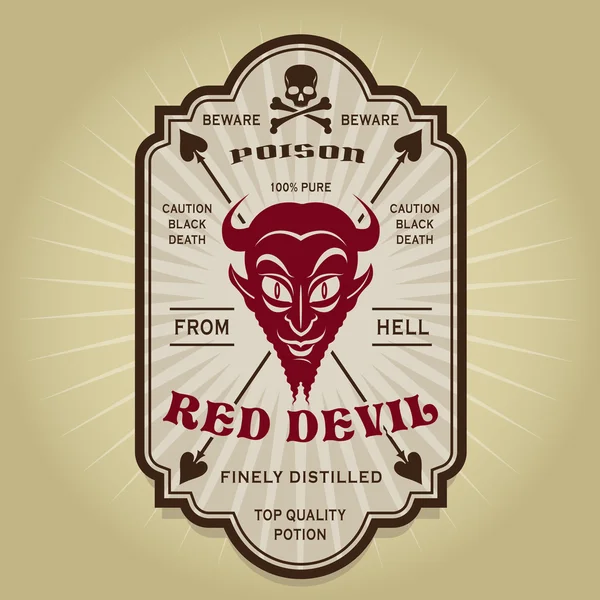 Vintage Retro Red Devil Label — Stockový vektor