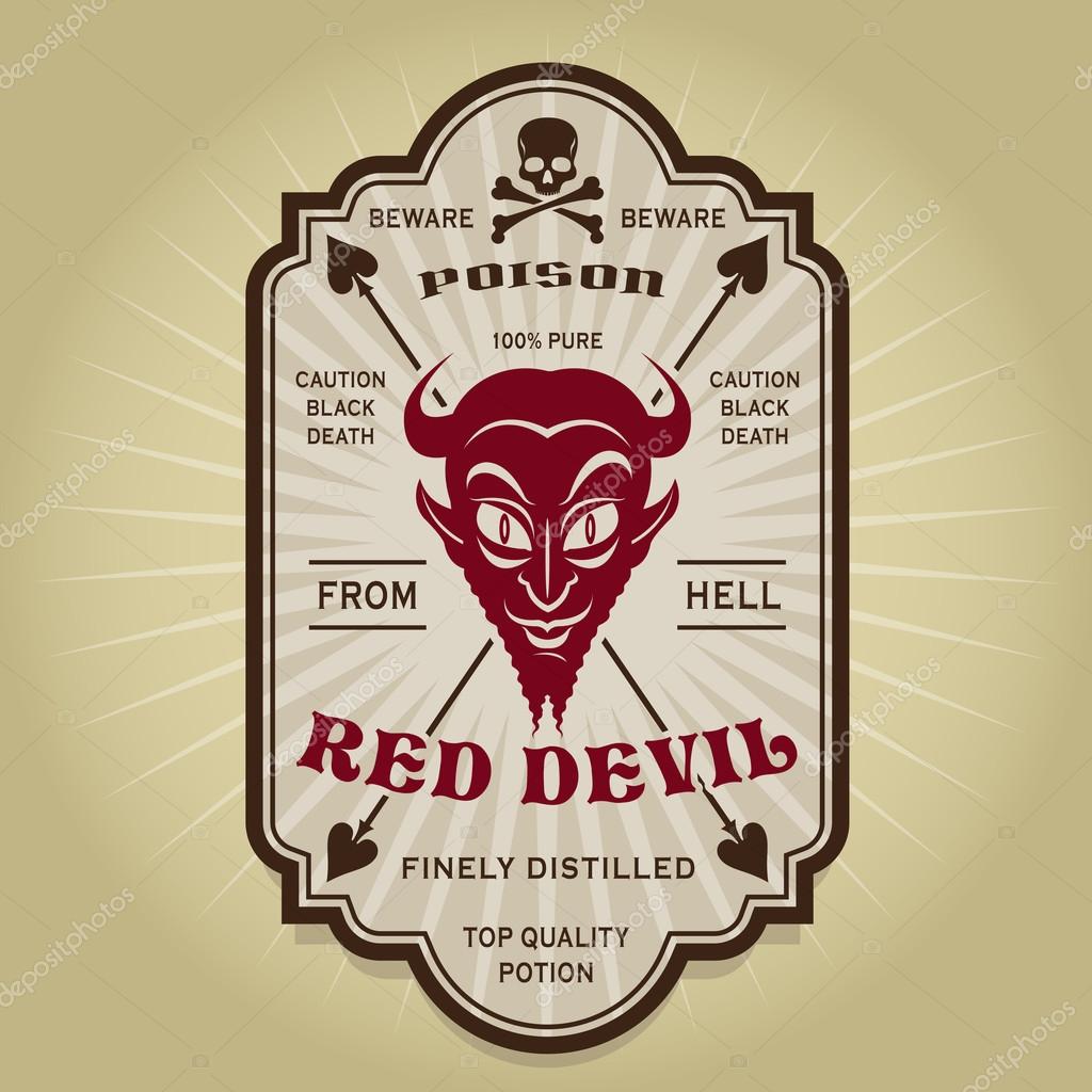 Vintage Retro Red Devil Label