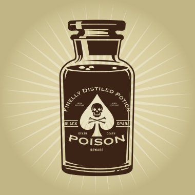 Vintage Retro Bottle of Poison Illustration