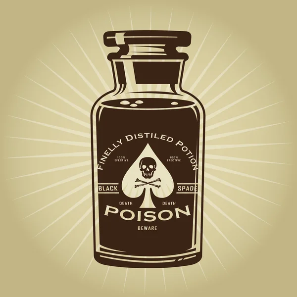 Vintage Retro Bottle of Poison Illustration — Stock Vector