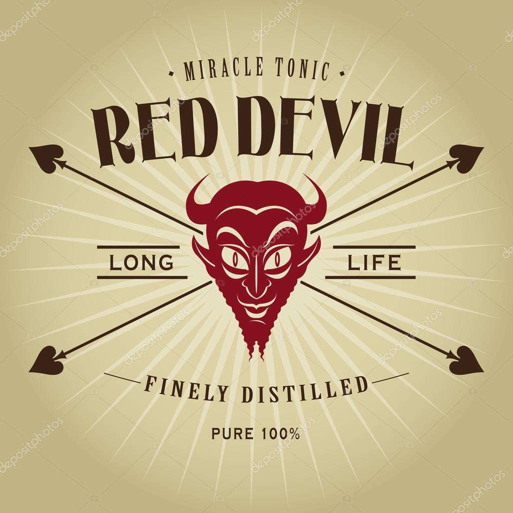Vintage Retro Red Devil Miracle Tonic Label Seal