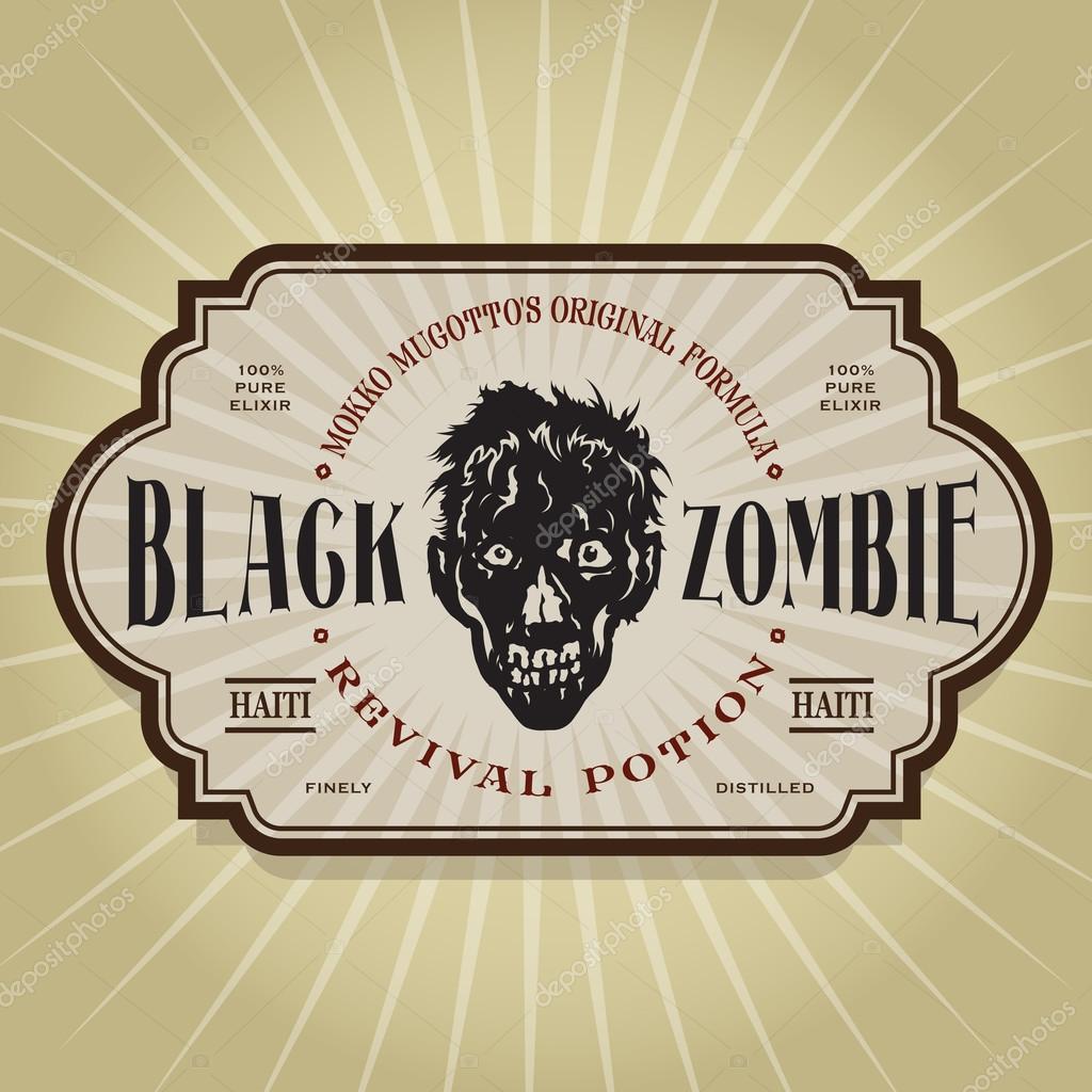 Black Zombie Potion Voodoo Label