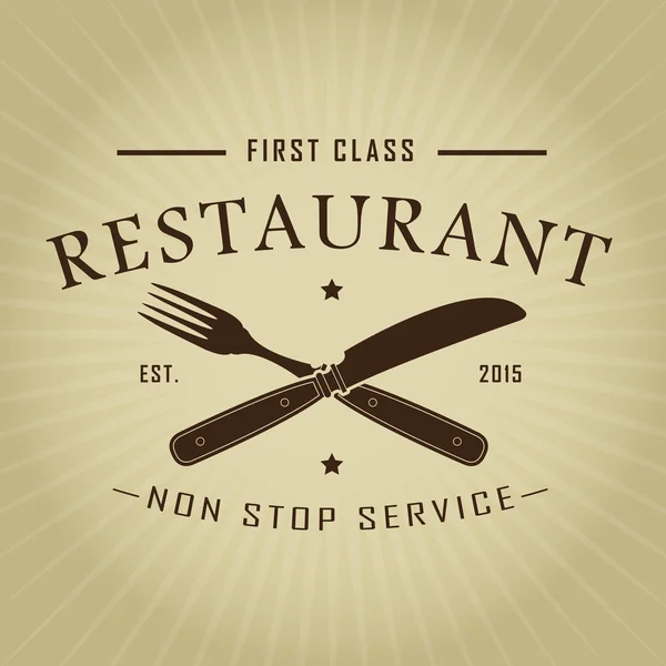 Vintage Retro First Class Restaurant Seal — Stock Vector