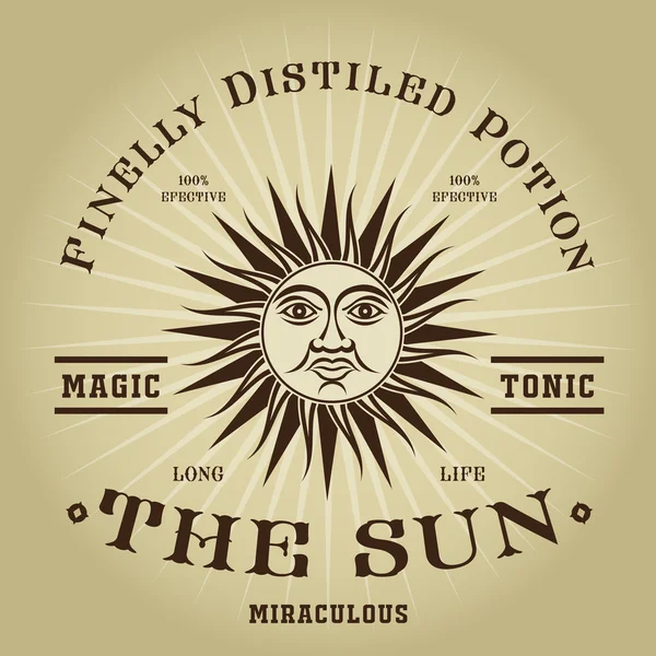 Vintage Retro The Sun Magic Tonic Seal — 图库矢量图片