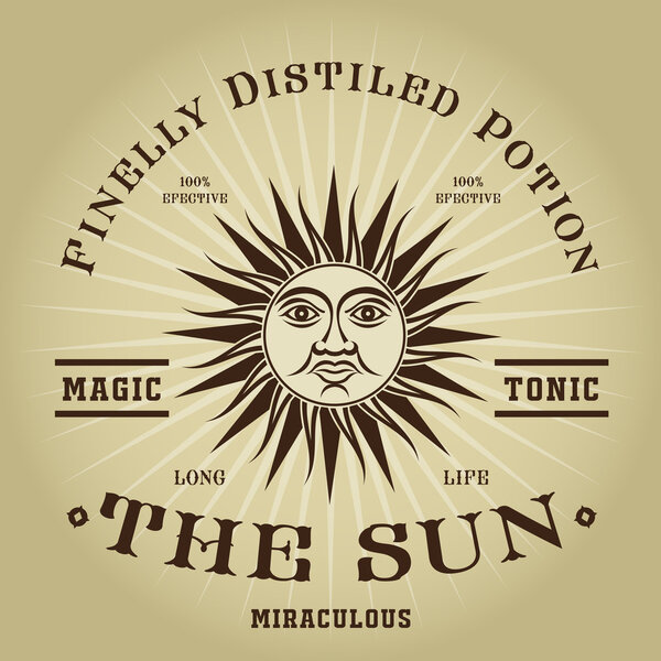 Vintage Retro The Sun Magic Tonic Seal