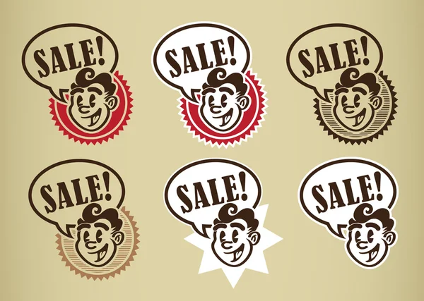 Vintage Retro Character Icon Sale — Stockvector