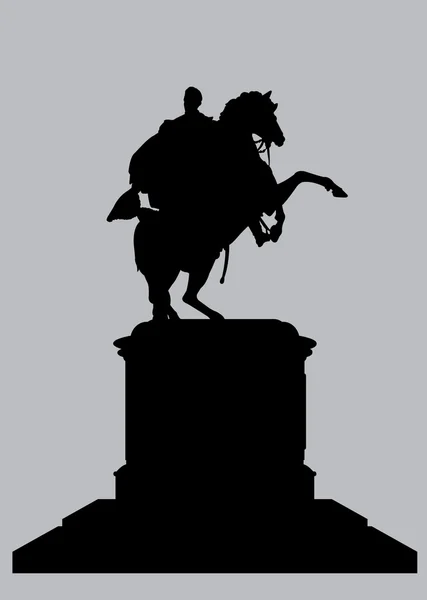 Silhouette Equestrian Statue of Bolivar in Caracas Venezuela — Stok Vektör