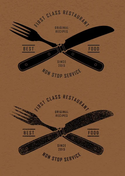 Vintage Retro Cutlery Restaurant Seal — Stock Vector