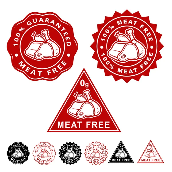 Meat Free Seals Icons Set — Stockový vektor