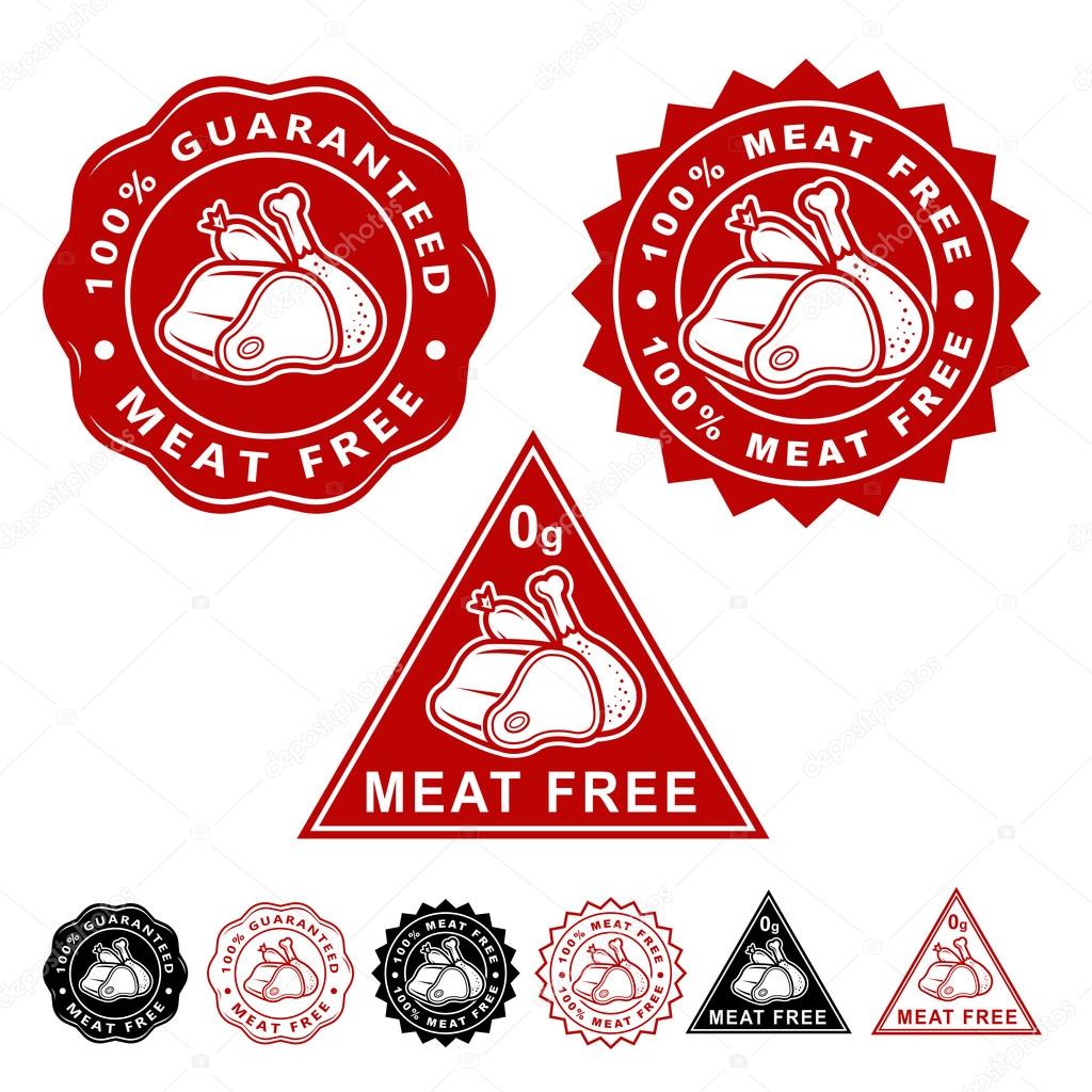 Meat Free Seals Icons Set