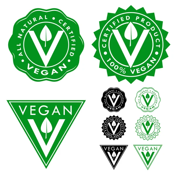 Conjunto de iconos de sello certificado vegano — Vector de stock